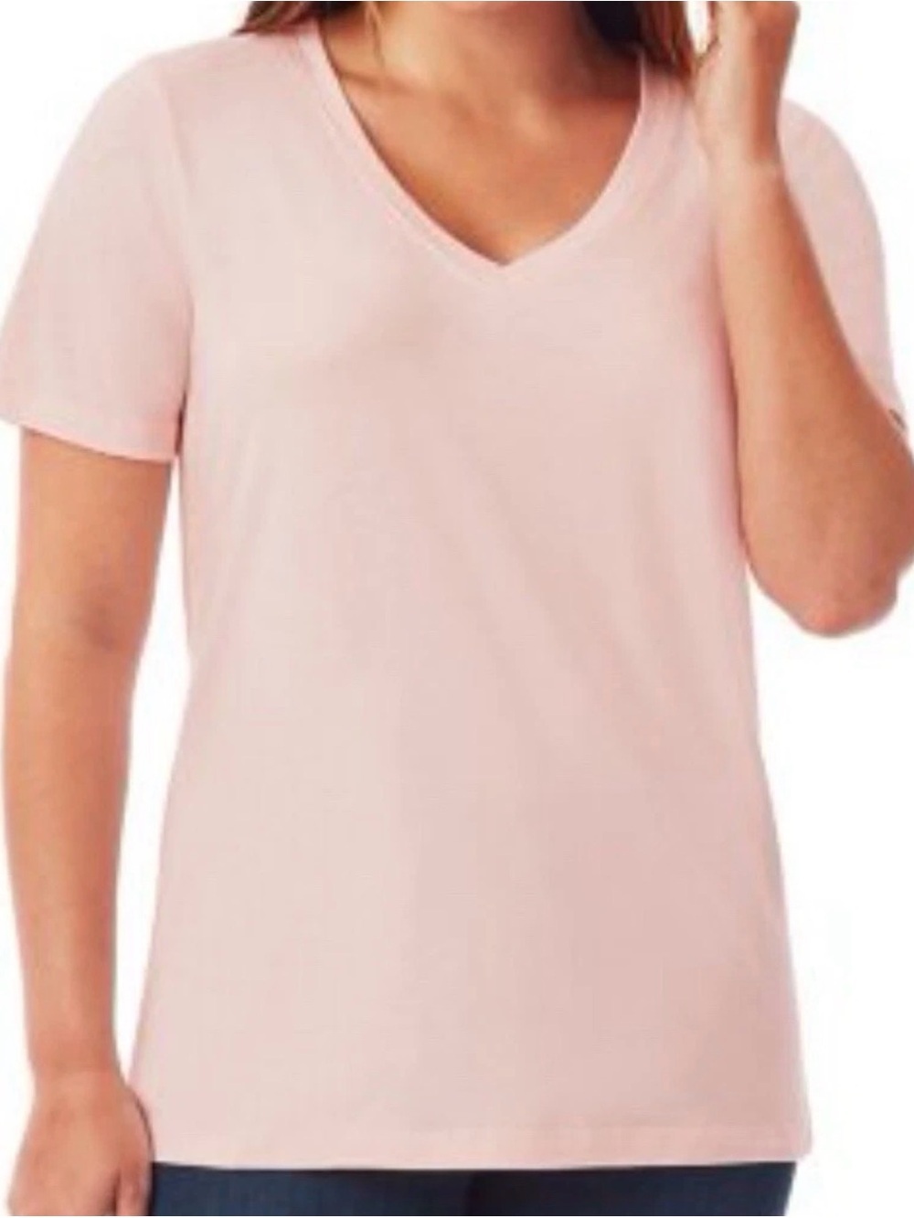 Member's Mark Women's Essential Short Sleeve V-Neck Tee Light Pink Size Large
